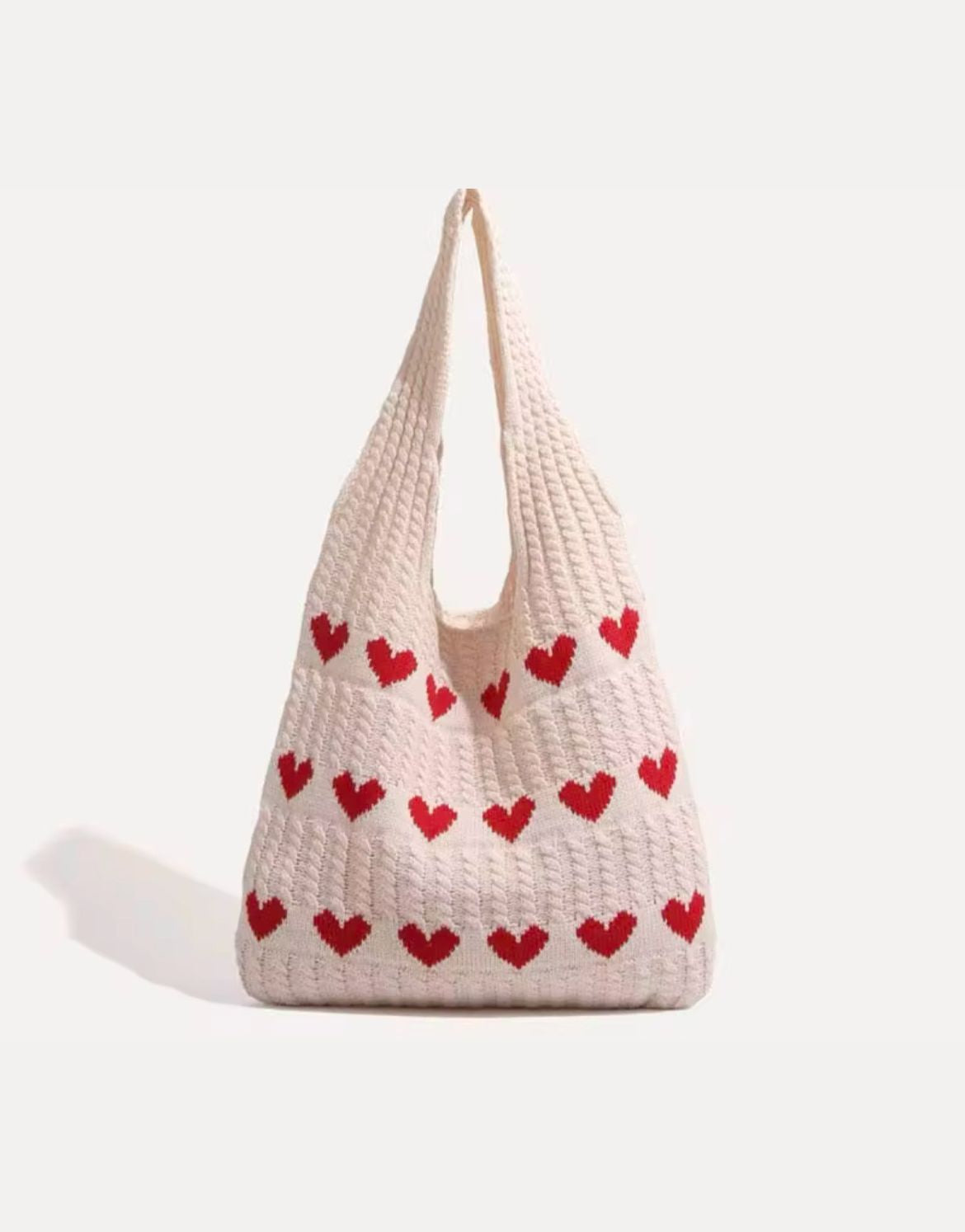 Geometric Hearts Crochet Bag (Red)