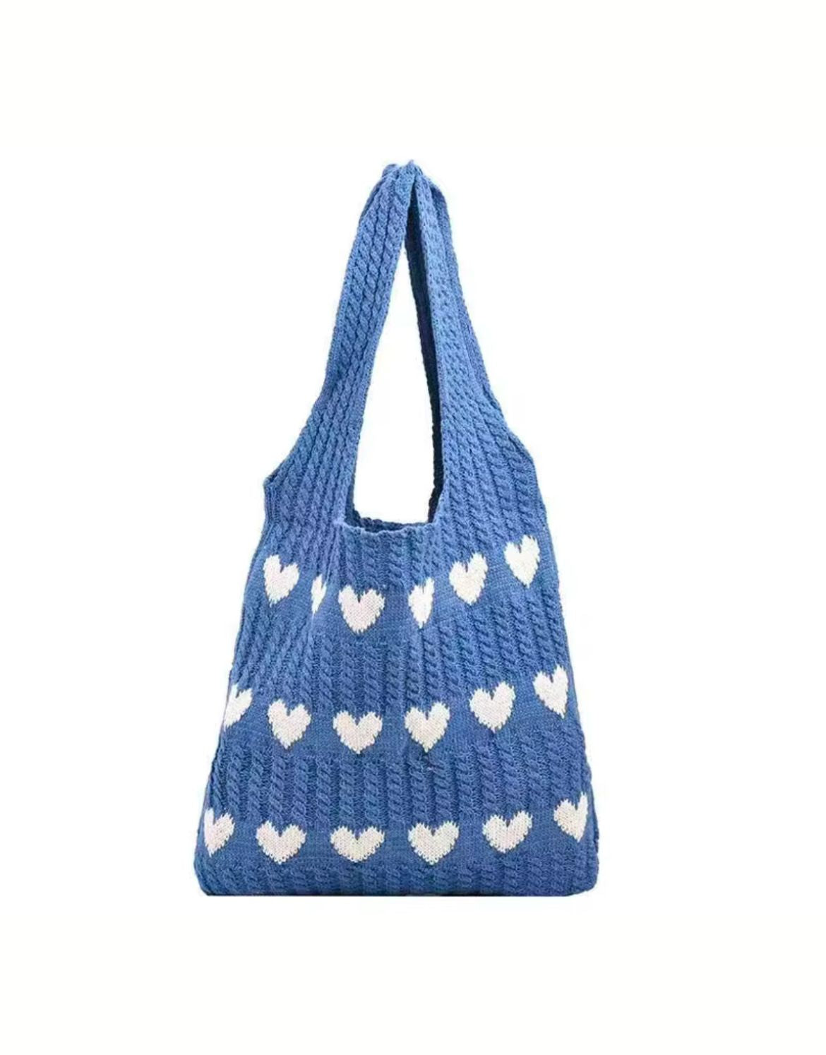 Geometric Hearts Crochet Bag (Blue)