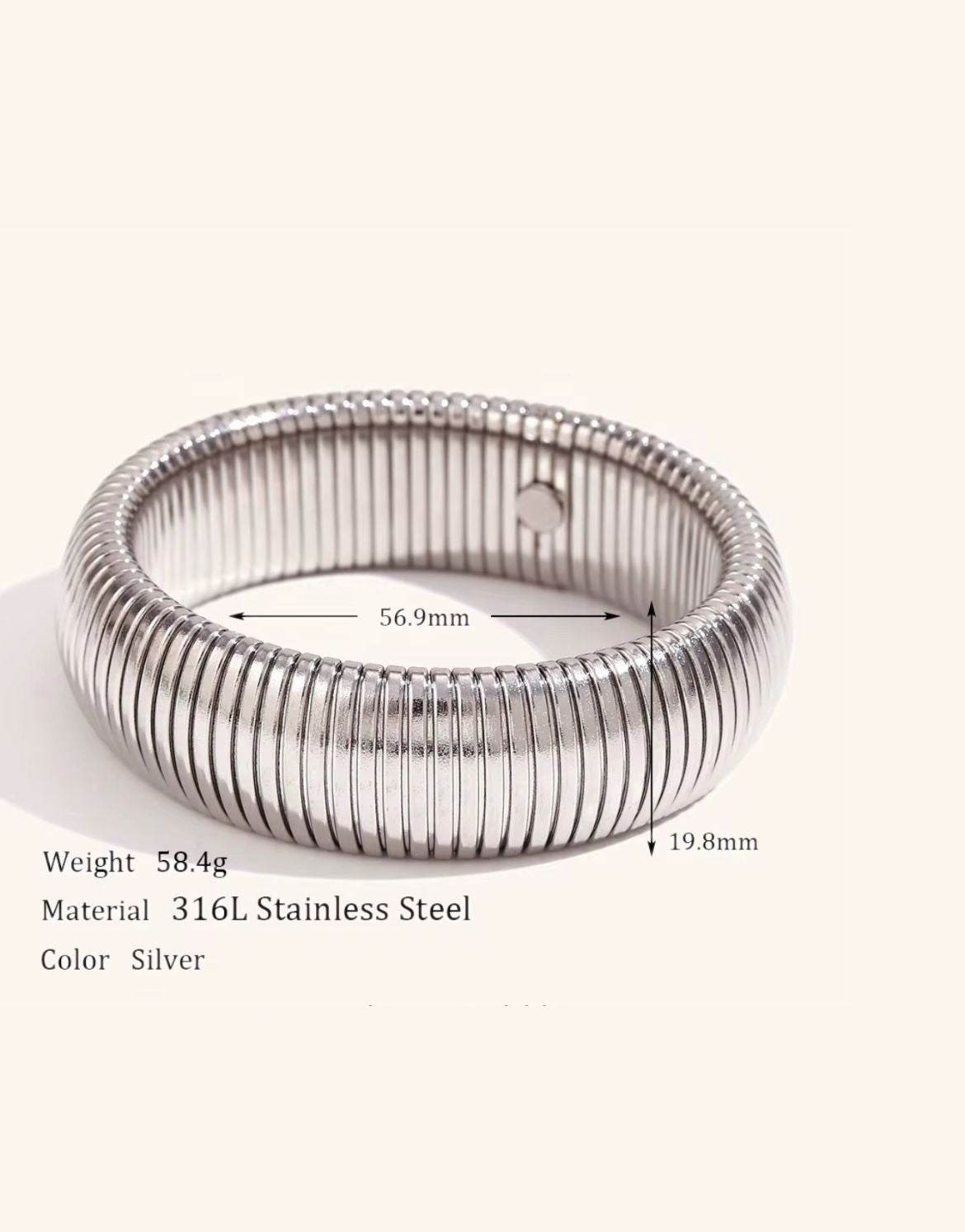 Classic Silver Chunky Bangle (Adjustable)