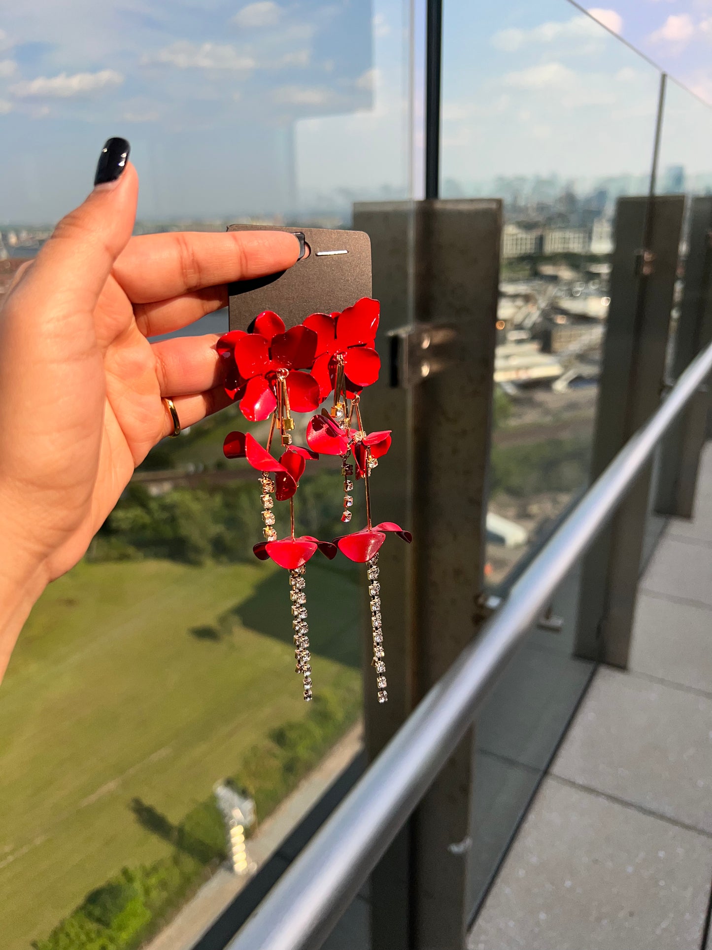 Petal Whisper Earrings - Red