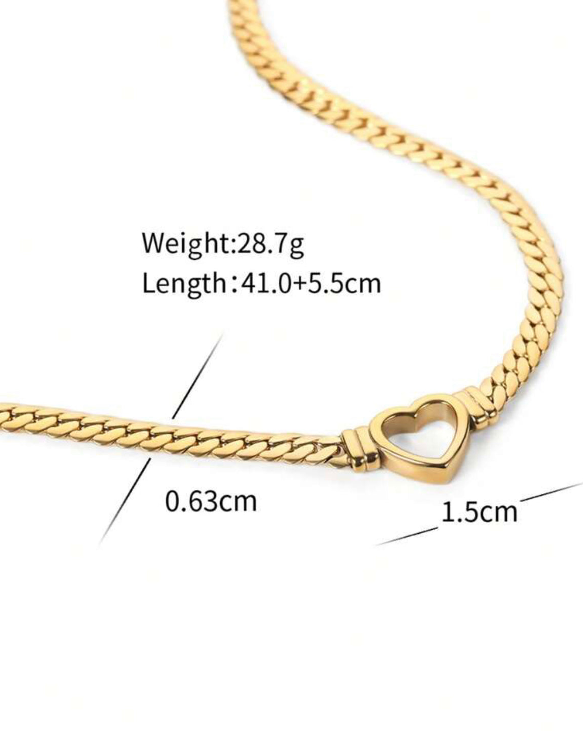 Heart Chain Necklace (18k Gold Plated)