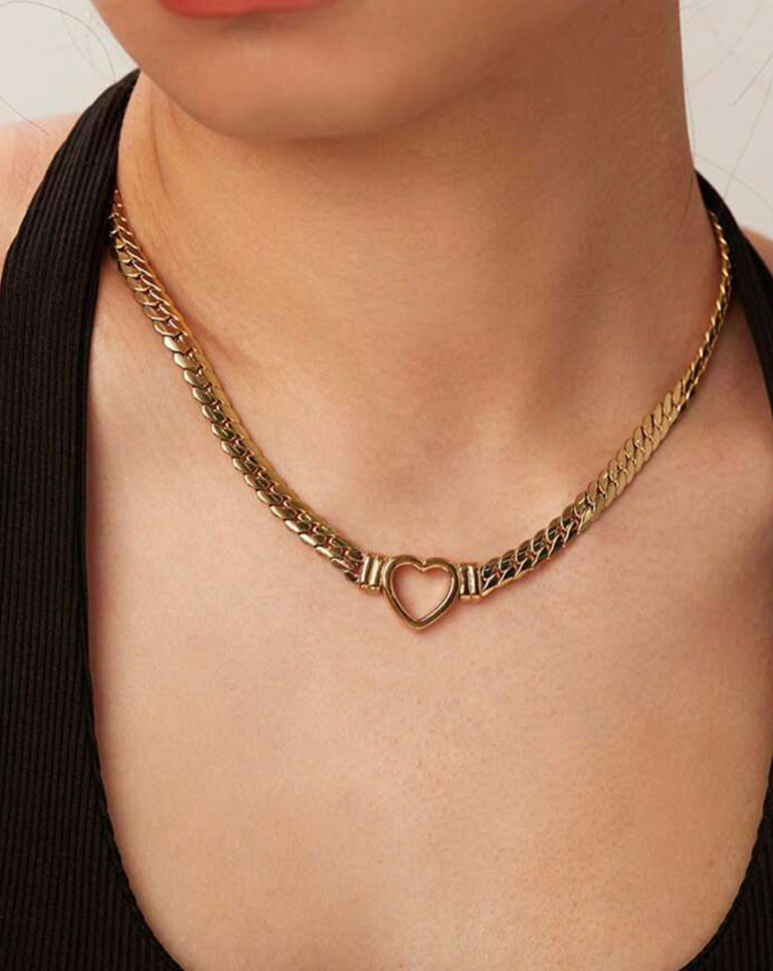 Heart Chain Necklace (18k Gold Plated)