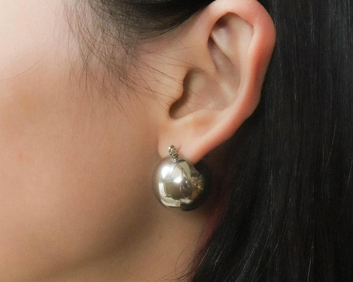 Ball Hoop Earrings (Silver)