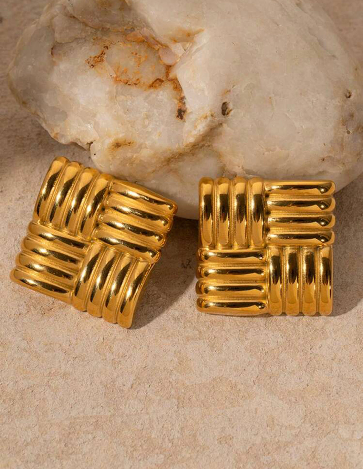 Square Textured Studs (Gold)