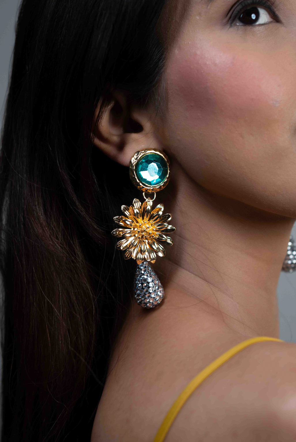 Emerald Sunflower Danglers