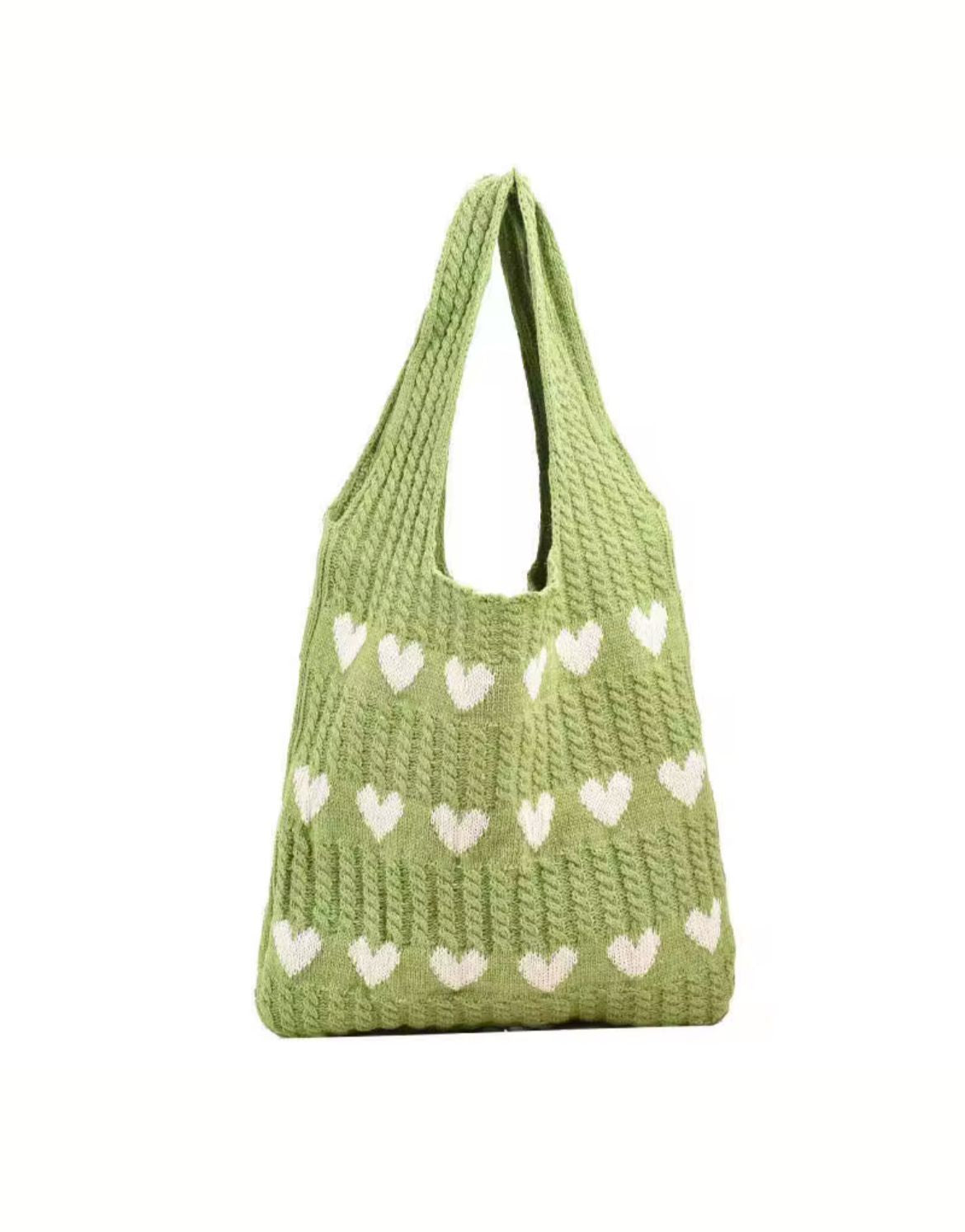 Geometric Hearts Crochet Bag (Green)