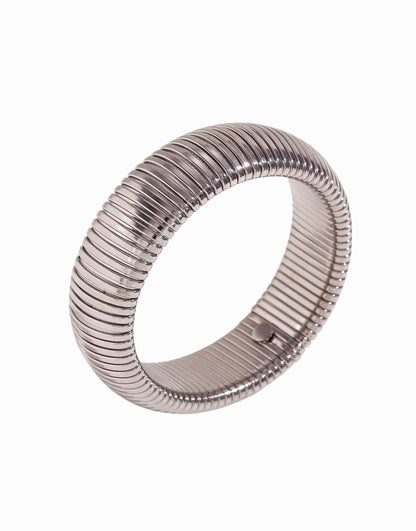 Classic Silver Chunky Bangle (Adjustable)