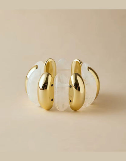 Nova Resin Bangle Stack (Amber/White/Brown)