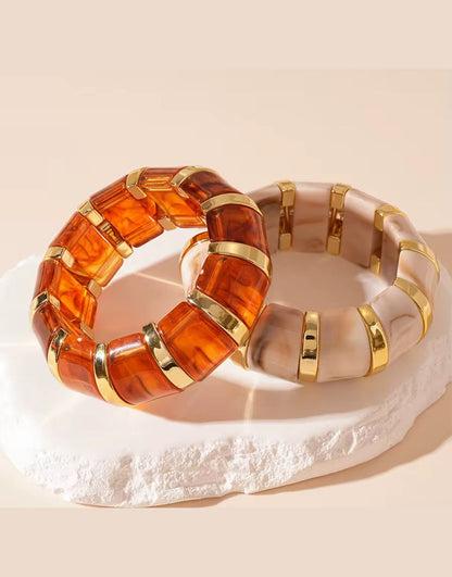 Bubble Resin Bangle Stack (Brown/Marble)