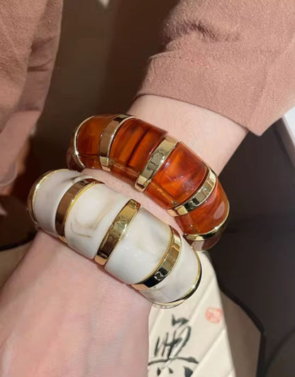 Bubble Resin Bangle Stack (Brown/Marble)