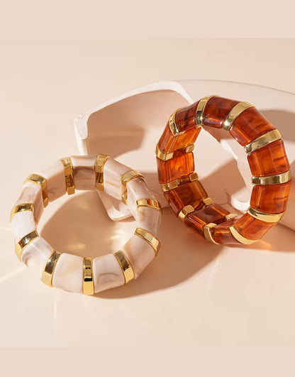 Bubble Resin Bangle Stack (Brown/Marble)
