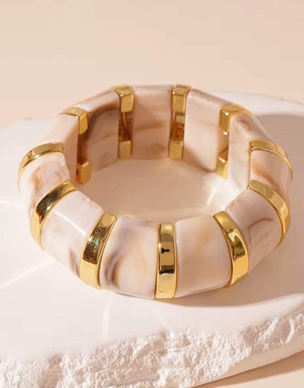 Bubble Resin Bangle Stack (Brown/Marble)