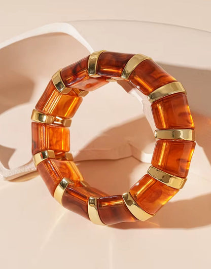 Bubble Resin Bangle Stack (Brown/Marble)