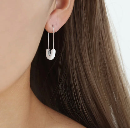 Enamel Safety Pin Earrings (White)