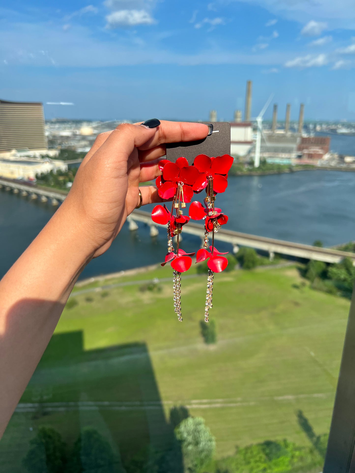 Petal Whisper Earrings - Red