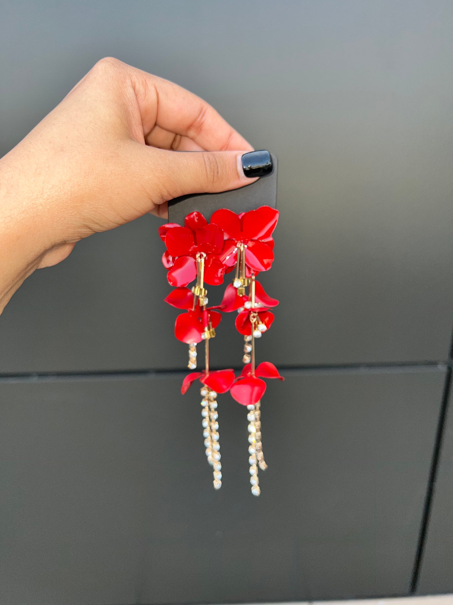 Petal Whisper Earrings - Red