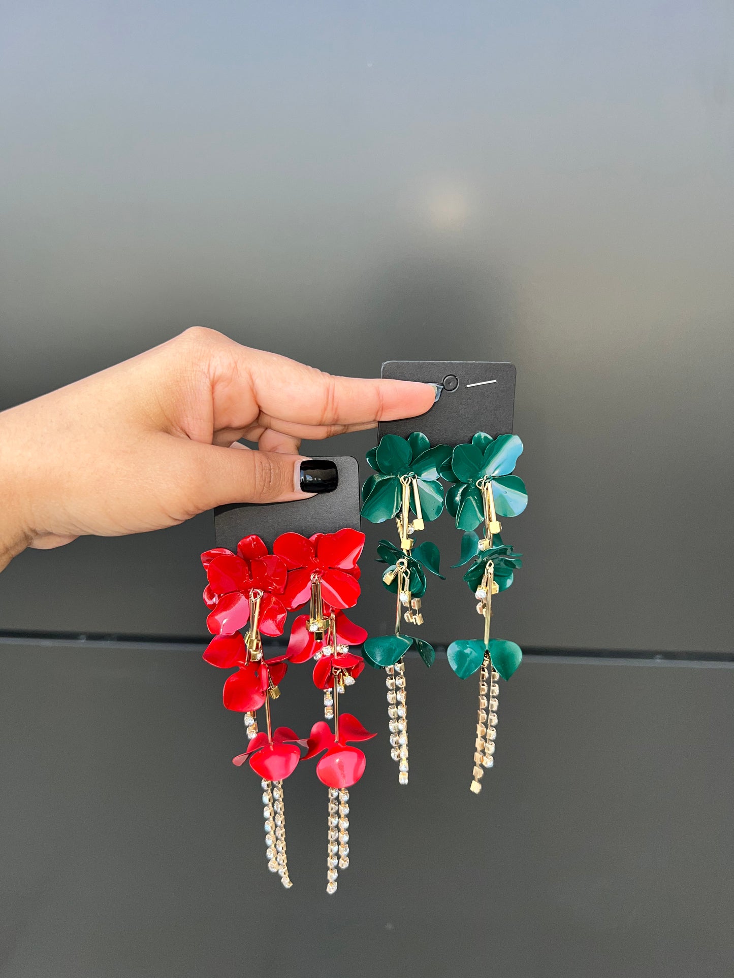 Petal Whisper Earrings - Red