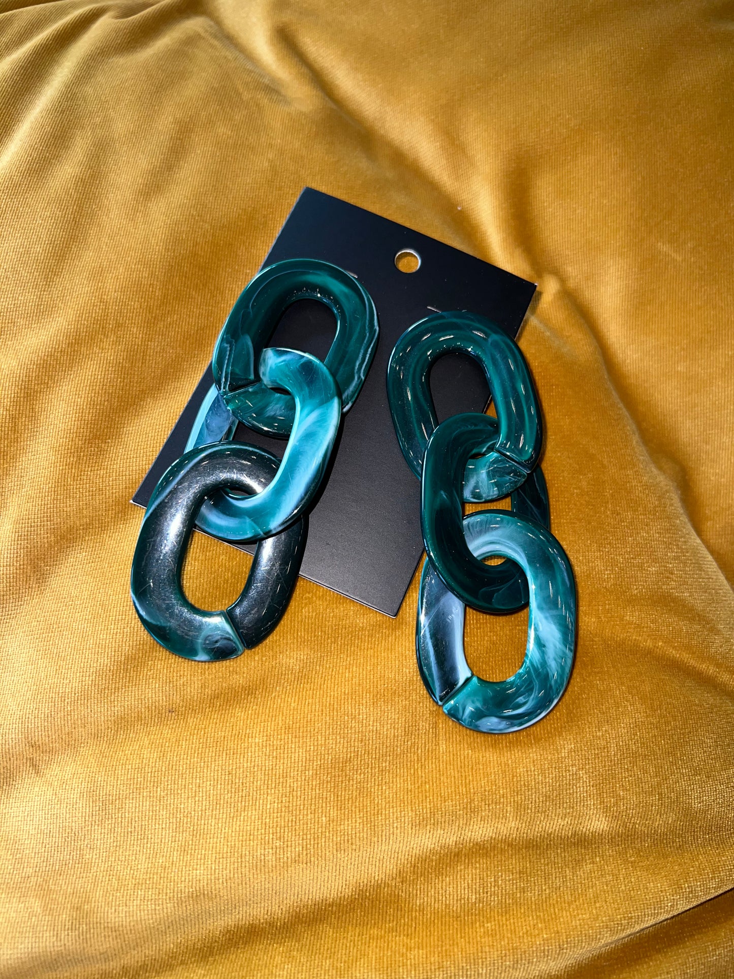 Blue Resin Chain Earrings