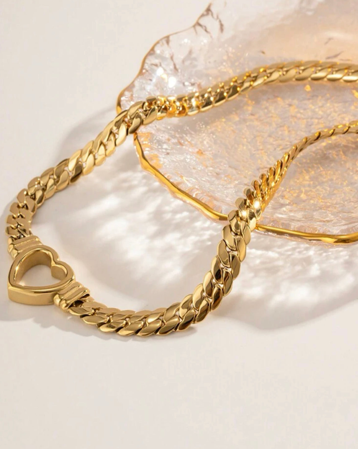 Heart Chain Necklace (18k Gold Plated)