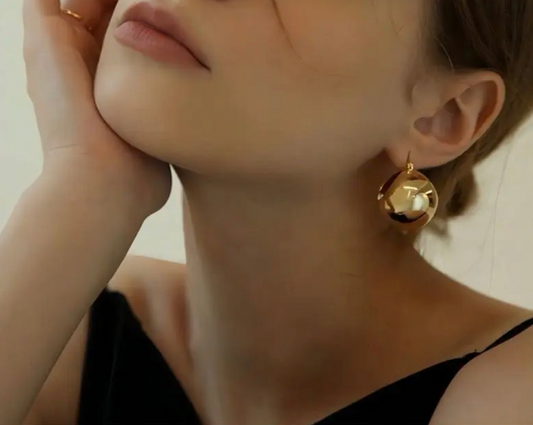 Ball Hoop Earrings (Golden)