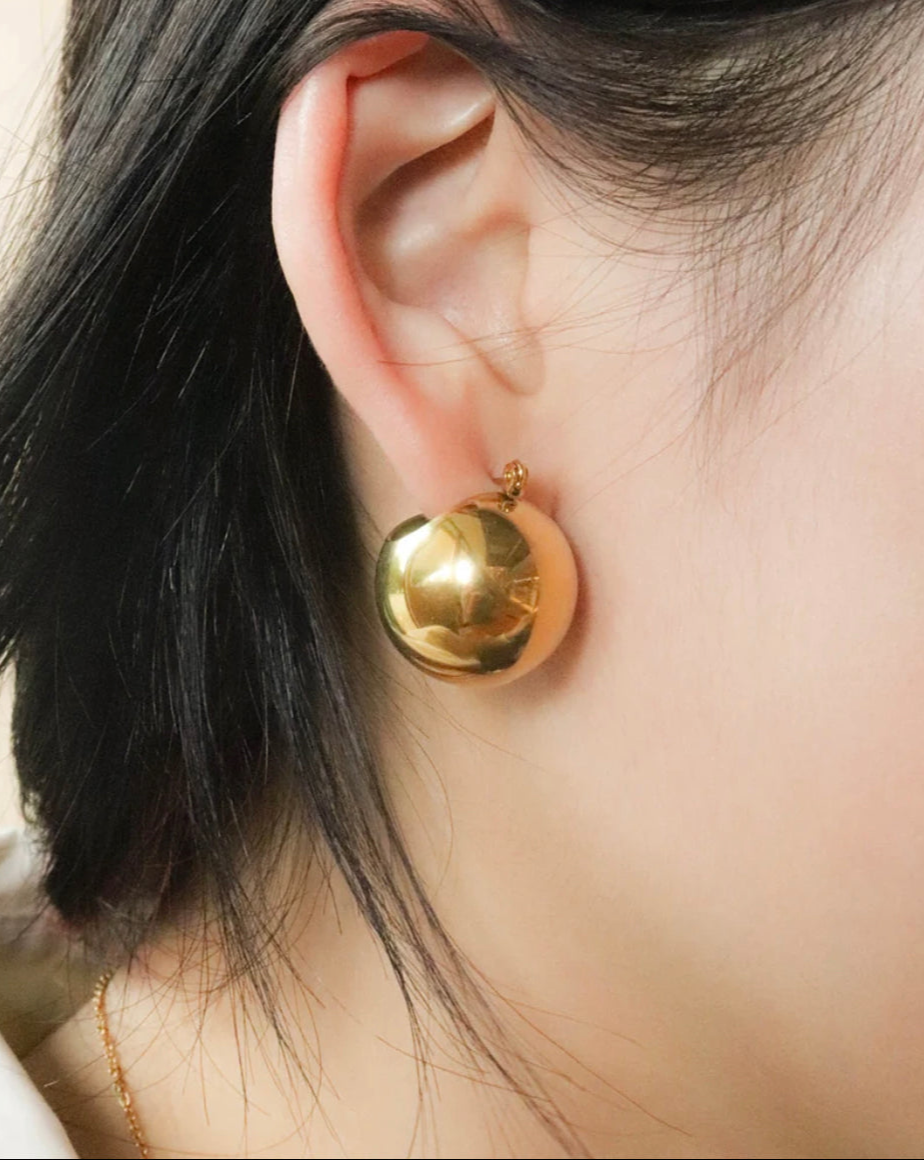 Ball Hoop Earrings (Golden)