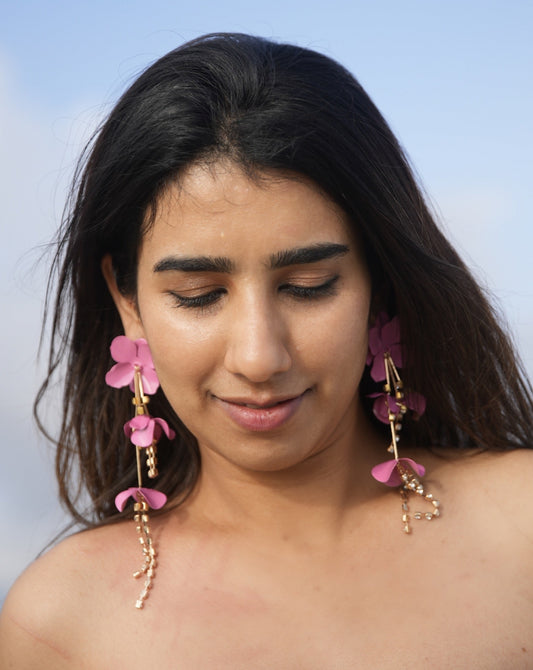 Petal Whisper Earrings - Pink