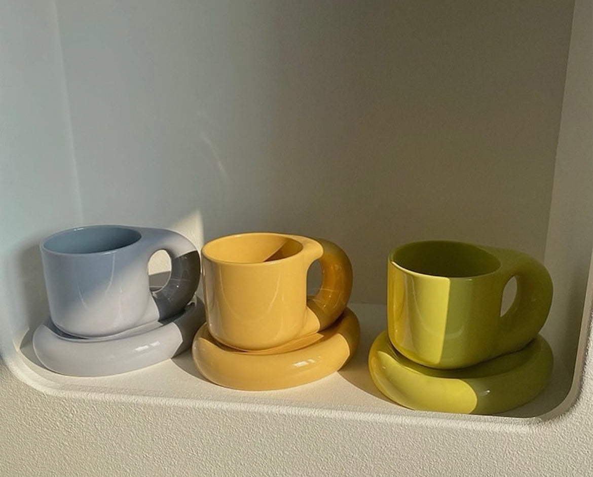 Bubble Cup and Saucer (Lime Green)
