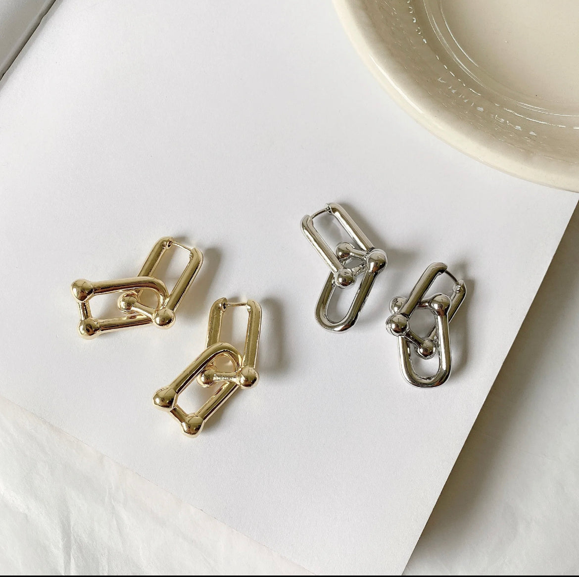 18K Silver Plated U-Chain Earrings