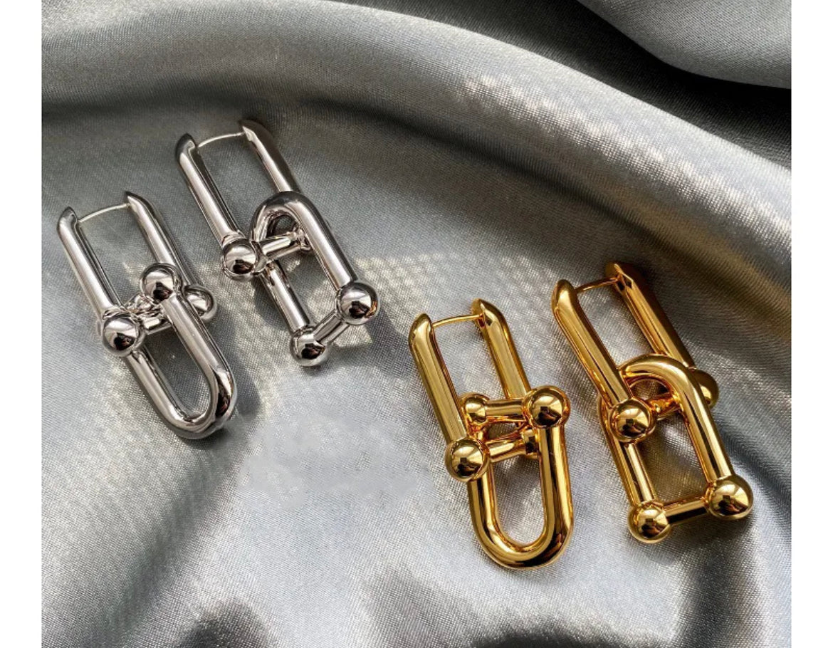 18K Silver Plated U-Chain Earrings