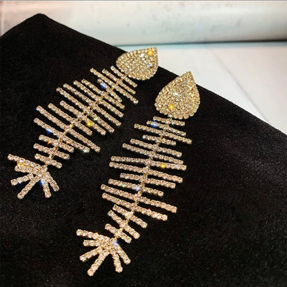 Rhinestone Fish Earrings