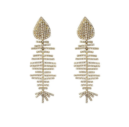 Rhinestone Fish Earrings