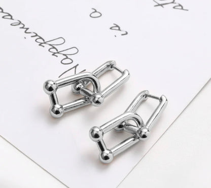 18K Silver Plated U-Chain Earrings