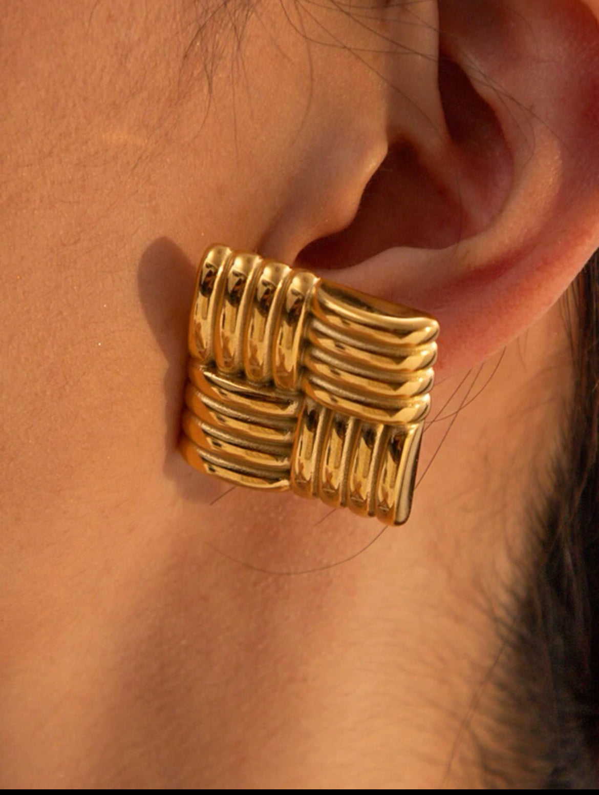 Square Textured Studs (Gold)