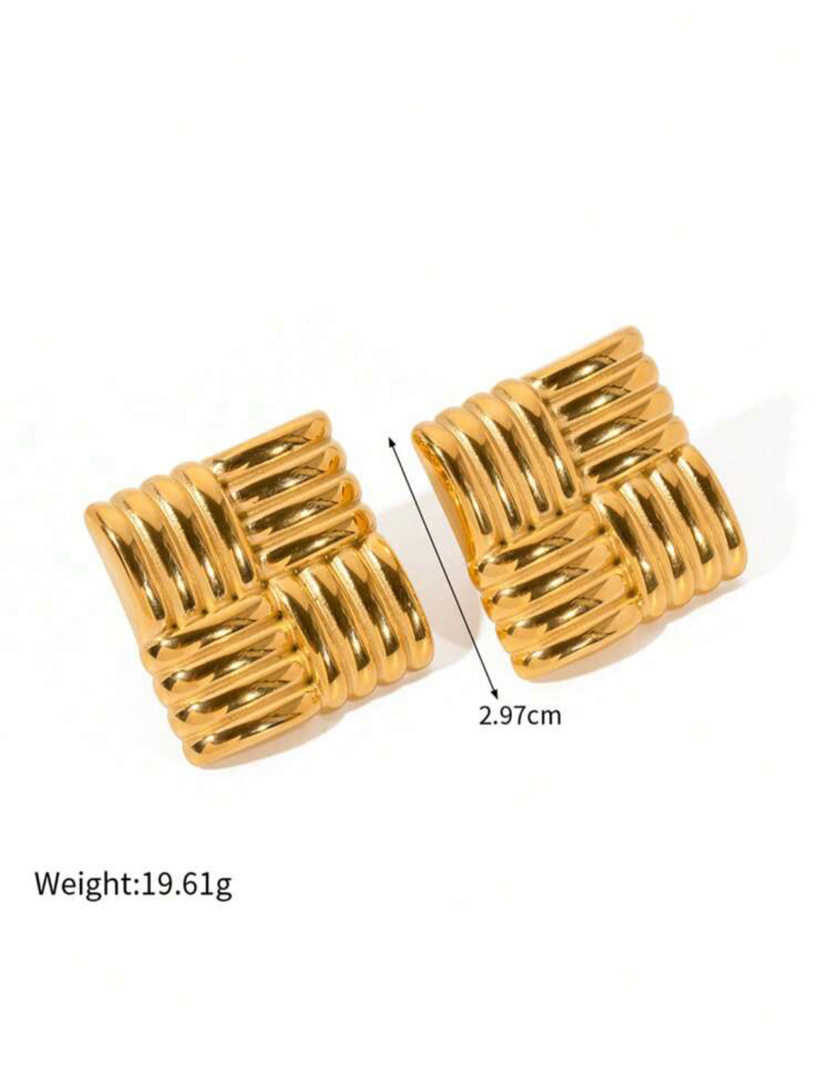 Square Textured Studs (Gold)