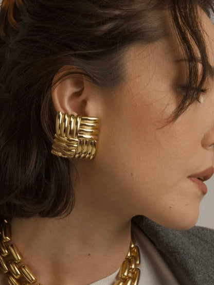 Square Textured Studs (Gold)