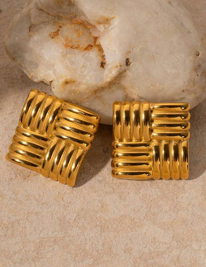 Square Textured Studs (Gold)
