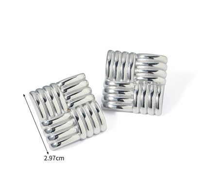 Square Textured Studs (Silver)