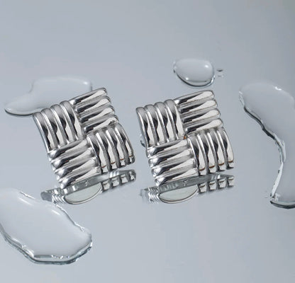 Square Textured Studs (Silver)