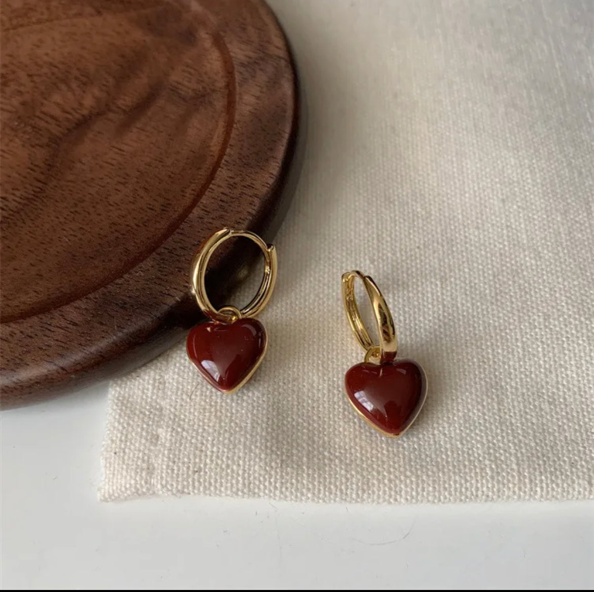 Heart Danglers (Burgundy)