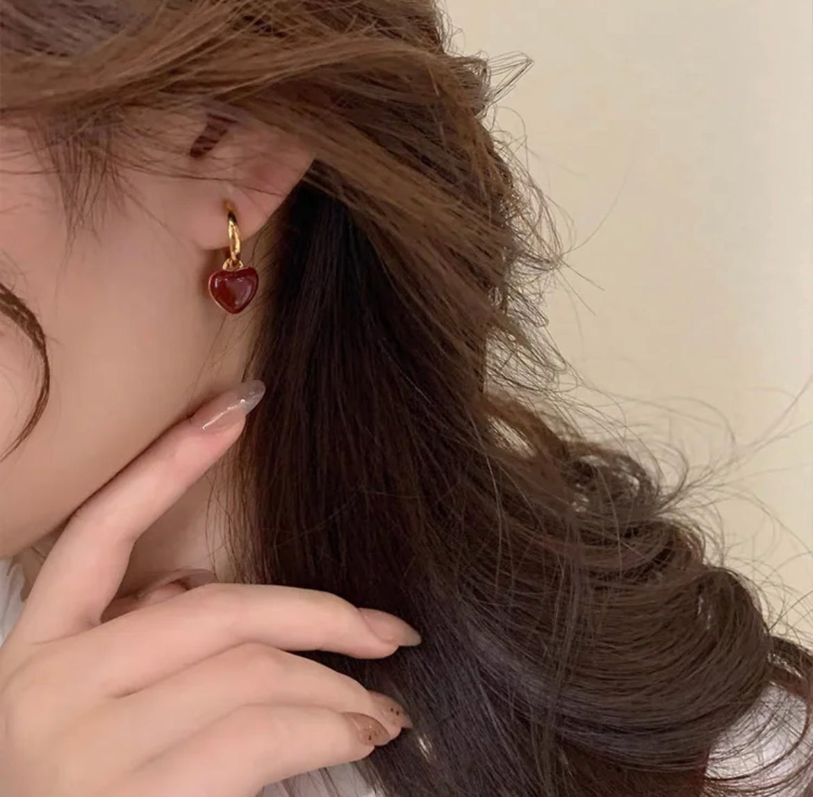 Heart Danglers (Burgundy)