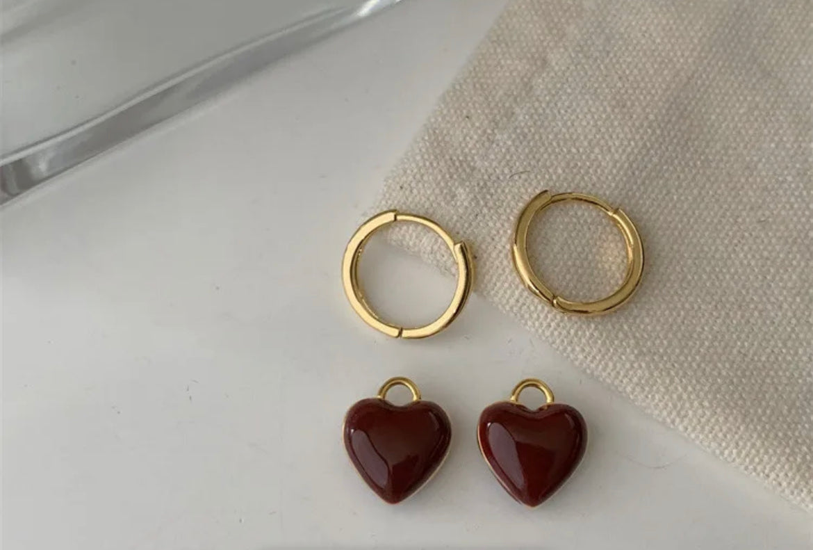 Heart Danglers (Burgundy)