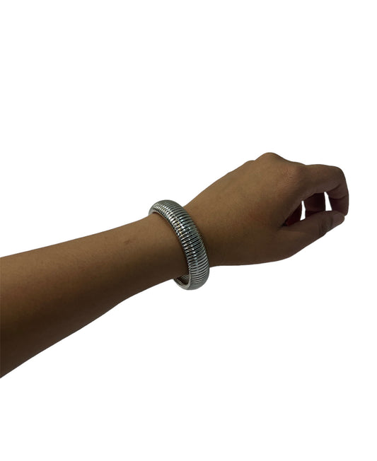 Classic Silver Chunky Bangle (Adjustable)
