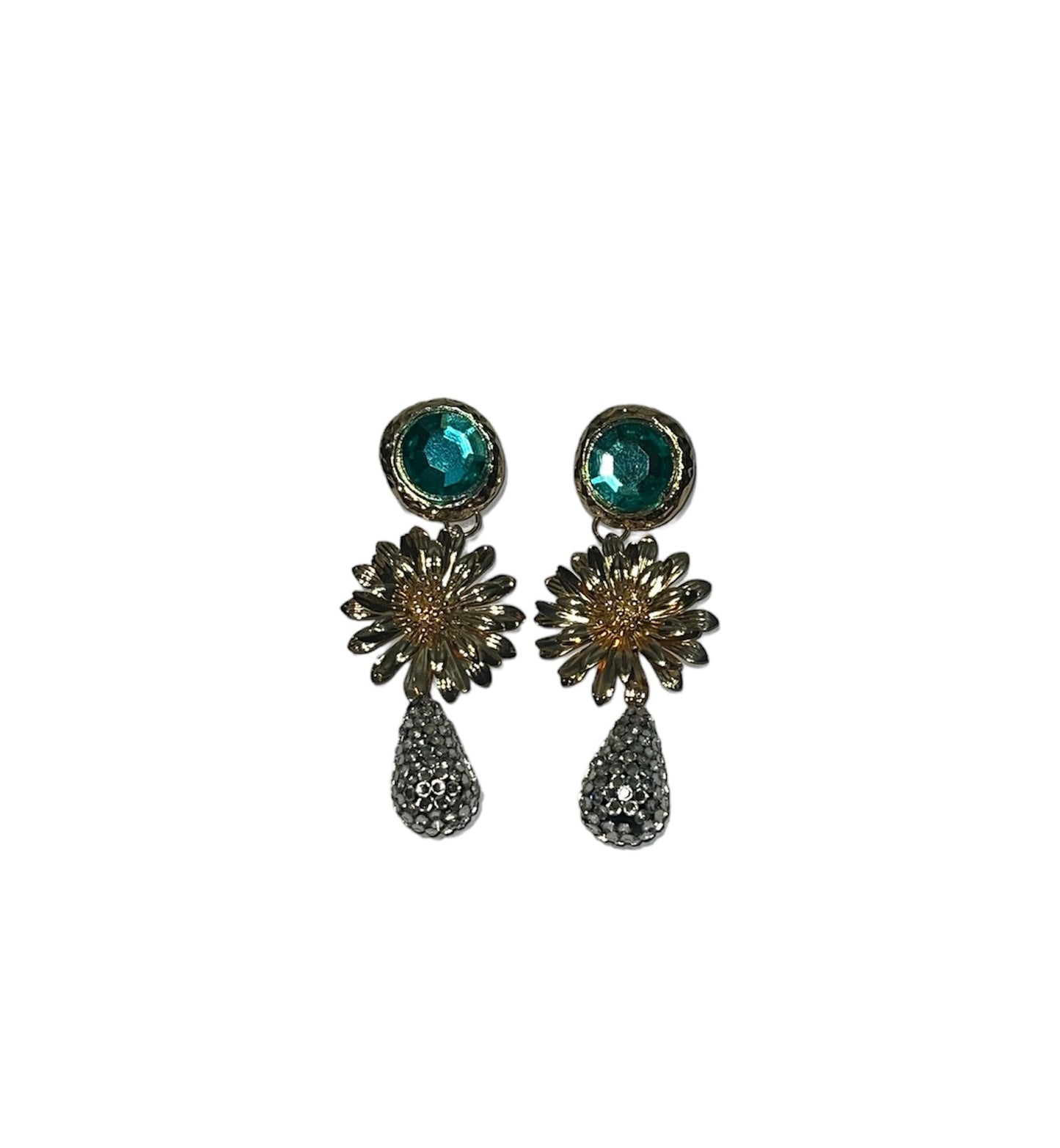 Emerald Sunflower Danglers