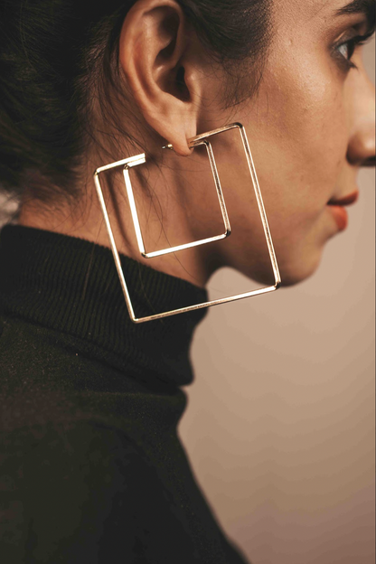 Layered Square Hoops (Golden)
