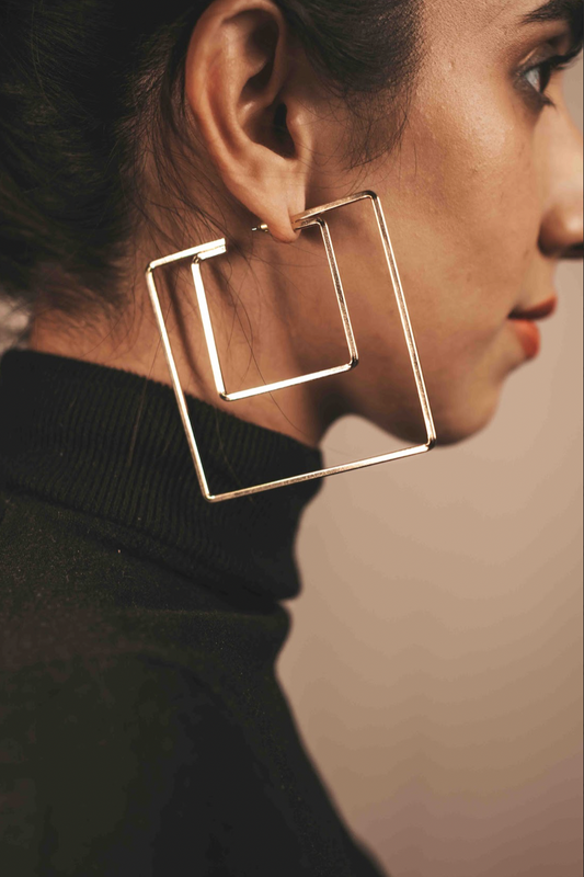 Layered Square Hoops (Golden)
