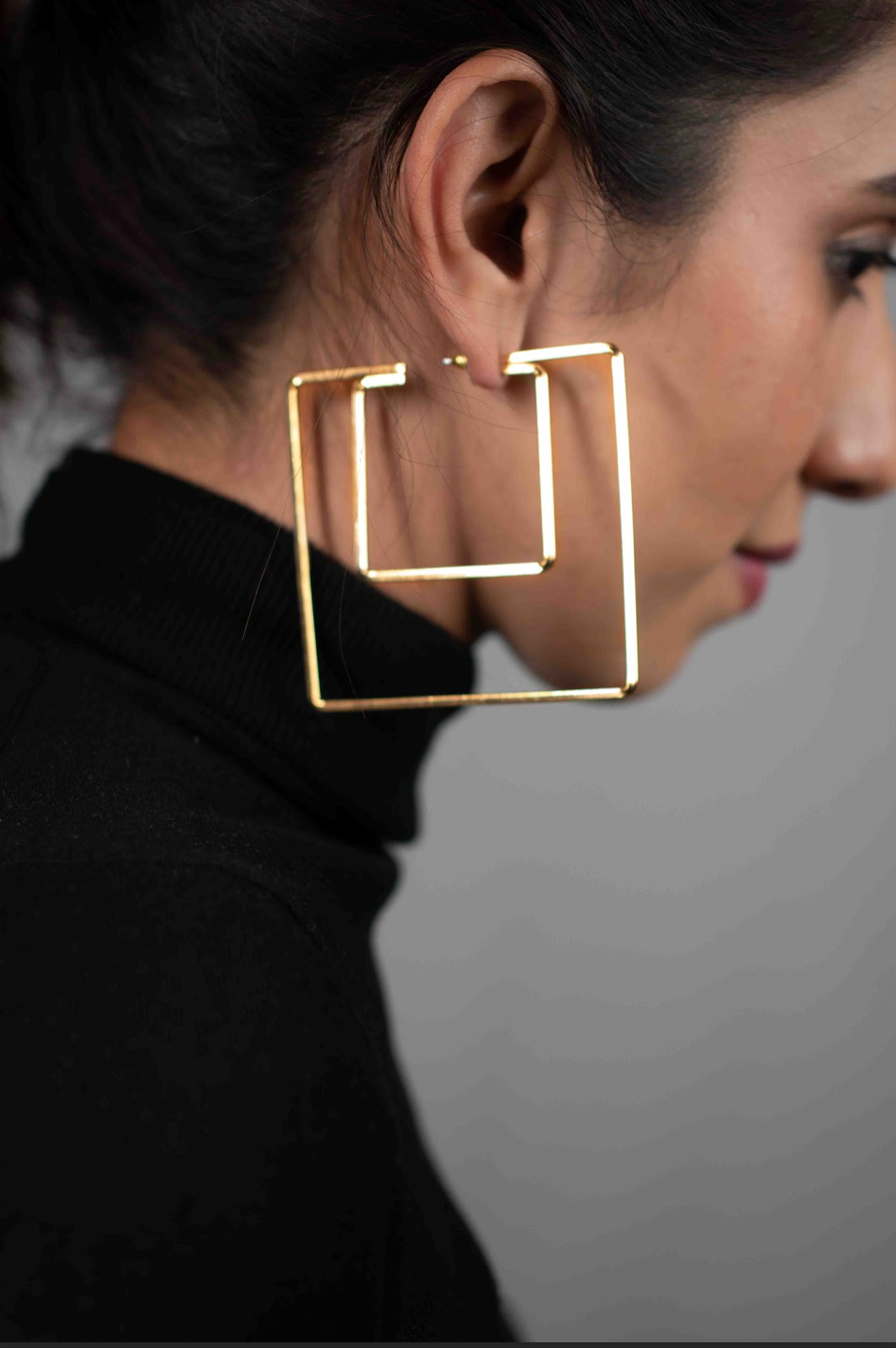 Layered Square Hoops (Golden)