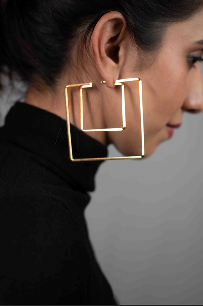 Layered Square Hoops (Golden)